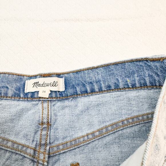 Madewell Light Wash Denim Skirt Assymetric Front Slit Design Size 26 - Picture 3 of 4